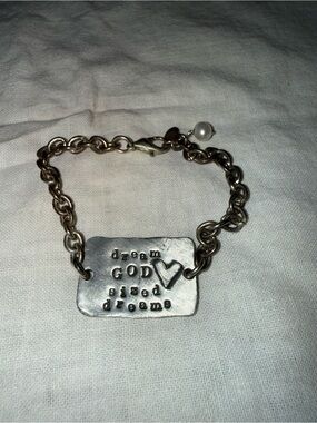 Silver 'Dream God Sized Dreams' Inspirational Bracelet